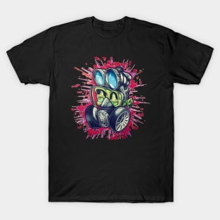 New School Style Zombie Gas Mask Color Effect Art T-Shirt